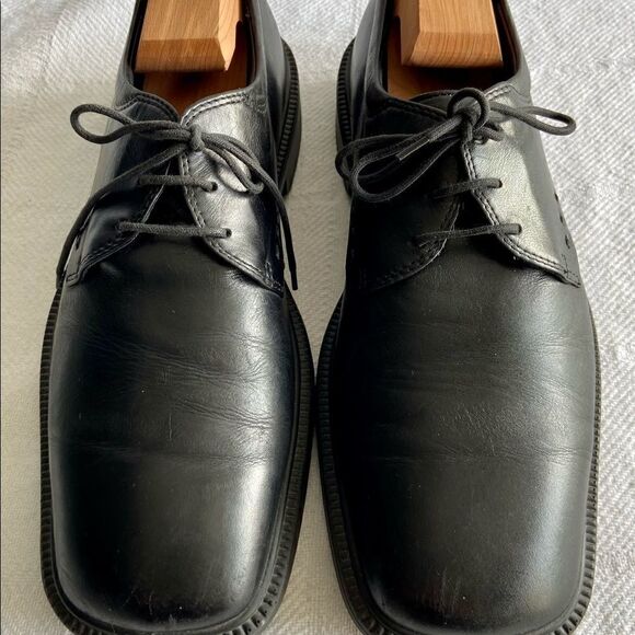 ECCO City Mens Black Leather Apron Square Toe Lace Up Shoes Sz EU 41 US 8 - Picture 2 of 10